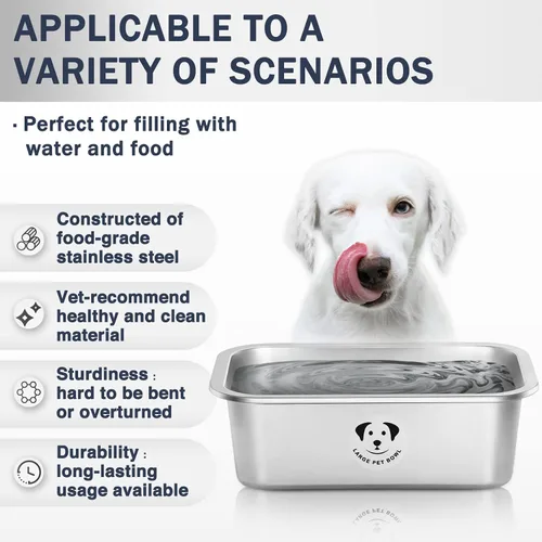 Miniatura 4 de Cuencos de Acero Inoxidable para Perros Grandes, Cuencos de Alimento de Perro de Metal de Alta Capacidad, Cuenco de Comida y Agua para Perros Acero