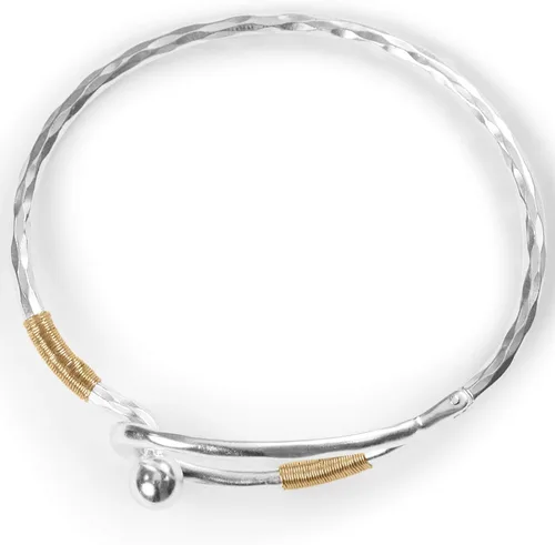 Miniatura 3 de Lucky Brand Brazalete con bisagra envuelta en alambre de dos tonos, Metales no preciosos