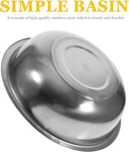 Miniatura 4 de BESTonZON Cuenco de metal para comida, platos de mezcla grandes, para hacer masa, lavabo para lavar alimentos, platos de cena, cuenco