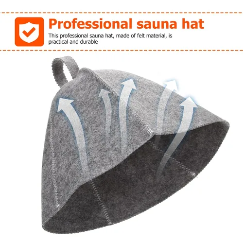 Miniatura 5 de EXCEART Sombrero de sauna de fieltro grueso, ligero y cómodo, con absorción de humedad y lazo para colgar, para hombres y mujeres, sauna, sala