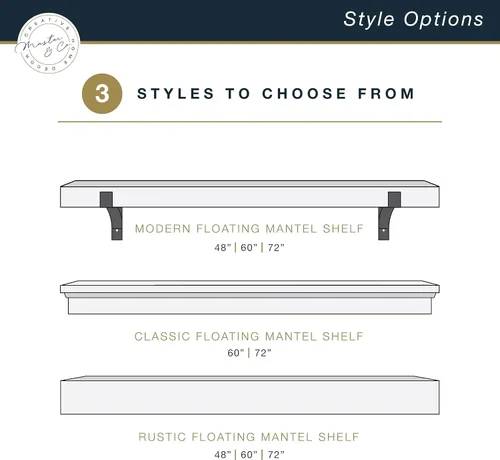 Miniatura 8 de Master & Co. Repisa de chimenea flotante moderna con soportes de metal negro, estantes flotantes largos para decoración de pared, 48 pulgadas, veta