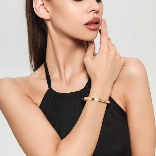 Miniatura 3 de 18K Gold Plated Love Friendship Bracelet with Cubic Zirconia Stones Bangle Cuff Best Gifts with Crystal for Mother's Day Valentine's Day Wedding