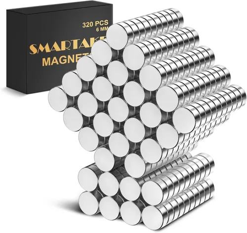 Miniatura 10 de SMARTAKE 100 imanes para refrigerador, imanes redondos pequeños de 0.39 x 0.08 pulgadas, imanes de neodimio multiusos de alta calidad para nevera