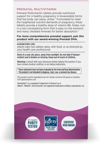 Miniatura 3 de Nordic Naturals Multivitamínico prenatal para mujeres – Vitaminas prenatales vegetarianas diarias – 22 nutrientes esenciales, incluyendo B6, folato