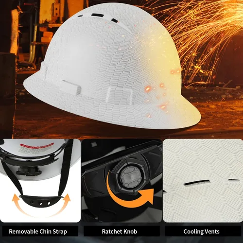 Miniatura 4 de ProtectX - Cascos de construcción de ala completa, ventilados, aprobados por la OSHA, con suspensión de 6 puntos, Cascos de construcción Hexágono