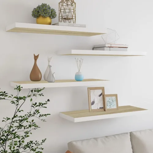 Miniatura 161 de Estantes flotantes de pared, juego de 4 estantes decorativos para montar en la pared, estante colgante con soportes invisibles para decoración