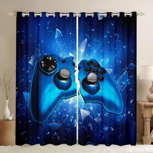 Feelyou - Cortinas térmicas aisladas para dormitorio de niños, diseño de videojuegos, cortinas para ventana con controlador de juego roto, Multi 29