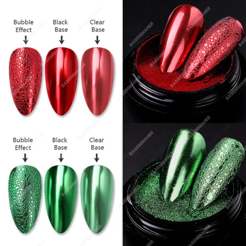 Miniatura 2 de Polvo de uñas cromado, rojo, verde, efecto espejo metálico para uñas, diseño artístico, pigmento holográfico, purpurina para decoración de manicura