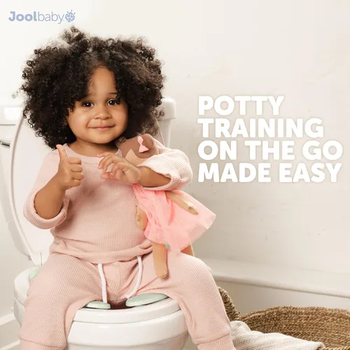 Miniatura 6 de Jool Baby Asiento de entrenamiento para ir al baño plegable para viaje para niños pequeños, se adapta a inodoros redondos y ovalados, ventosas Blanco