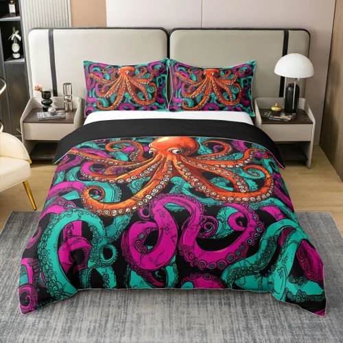 Miniatura 20 de Juego de ropa de cama 100% de algodón natural con hojas de palmera, funda de edredón Monstera con hojas tropicales, rama de hojas tropicales, funda