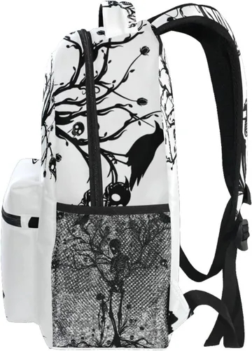 Miniatura 6 de Mochila negra del Día de los Muertos con patrón de calavera para adultos, mochila escolar casual, bolsa universitaria de viaje, con cremallera