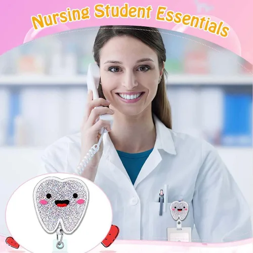 Miniatura 5 de Carrete de insignia de diente dental, accesorios para asistente dental, carretes de insignias de higienista dental, retráctiles para enfermeras