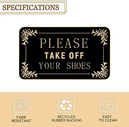 Miniatura 3 de AUSTAB Alfombras divertidas de bienvenida Por favor, quítese los zapatos Alfombra para entrada personalizada para interiores y exteriores Alfombra