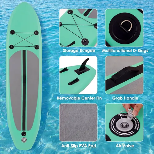 Miniatura 5 de TLSUNNY 10FT Inflatable Stand Up Paddle Board, 3 Fins Paddleboard with Full SUP Accessories for All Skill Levels, Portable Two-Way Hand Pump and