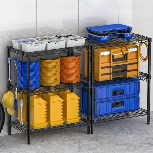 Miniatura 8 de Folews Estante de Metal de 3 Niveles para Almacenamiento, Unidad de Estantería de Alambre Estante de Almacenamiento Organizador Estante Utilitario