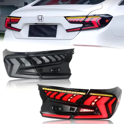 Conjunto de luces traseras LED para Honda Accord de 10ª generación 2018 2019 2020 2021 2022 con lente ahumada Accord luces traseras con animación
