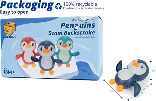 Miniatura 5 de DUCKBOXX XX Juguetes de baño a pilas con pingüinos de nado de espalda para niños de 18 meses en adelante (3 piezas)