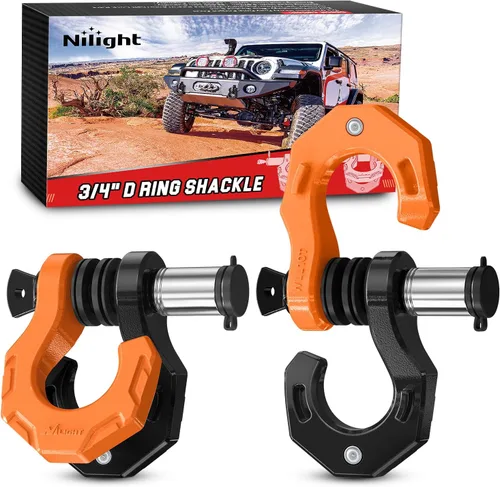 Miniatura 14 de Nilight - 2 grilletes en forma de anilla en D de 3/4 pulgadas con tornillo pasador de 7/8 pulgadas, 41 887 libras, resistentes a la rotura