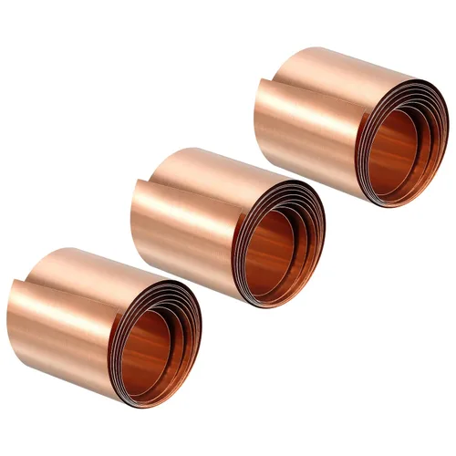 Miniatura 24 de Uxcell Hoja de rollo de hoja de cobre, 3 piezas 0.000x3.937x39.370 in rollo de hoja de cobre puro para manualidades, reparaciones eléctricas, puesta