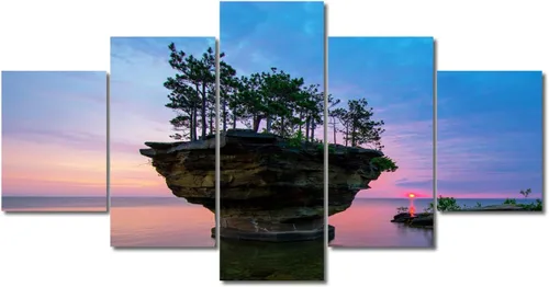 Miniatura 110 de TUMOVO Lienzo decorativo para pared de sala de estar, 5 paneles de naturaleza, Alaska, Estados Unidos, autopista alrededor de montañas, paisaje