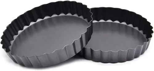 Miniatura 7 de Hoshen 2 piezas de molde para hornear pizza de 4.5 pulgadas, molde movible con revestimiento antiadherente, molde para pastel de crisantemo, sartén