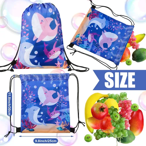 Miniatura 3 de Spiareal Paquete de 18 bolsas de regalo de fiesta de tiburón hawaiano para verano, piscina, tiburón, bolsas de dulces a granel para niños, regalos