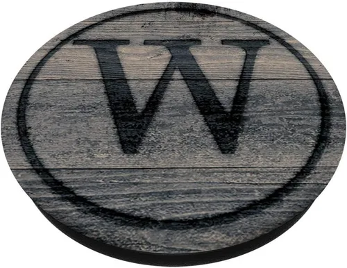 Miniatura 2 de Letra W monograma inicial estilo madera rústico gris Woodgrain – PopSockets Grip y soporte para teléfonos y tabletas