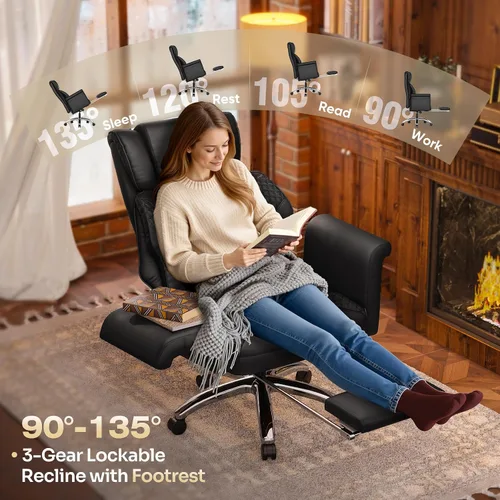 Miniatura 7 de SUNNOW Silla de oficina, silla ergonómica de escritorio para computadora, silla ejecutiva resistente, soporte lumbar ajustable, brazos abatibles
