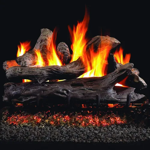 RealFyre Juego de troncos y quemadores de madera flotante de gas ventilado de 18 pulgadas, juego de troncos de cerámica refractario pintado a mano