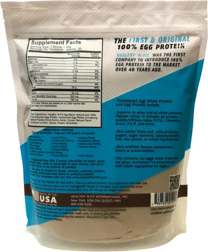 Miniatura 2 de Healthy 'N Fit Proteína de huevo 100% - Chocolate celestial (2 libras): 100% proteína de clara de huevo, más péptidos naturales. Aislamiento