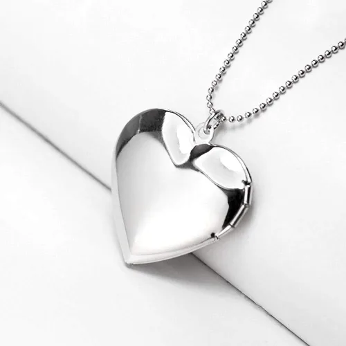 Huture - Collar con colgante con forma de corazón para fotos personalizable diseño retro color plateado