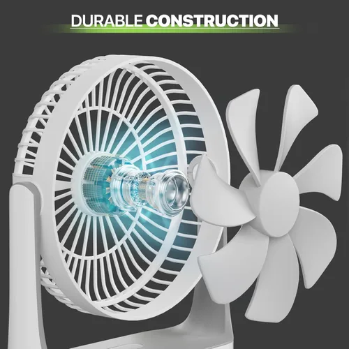 Miniatura 12 de Magshion Ventilador de escritorio USB de 7 pulgadas, ventilador de mesa de batería recargable 3 en 1 de 4000 mAh con luz nocturna, ángulo