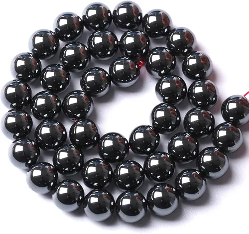 Miniatura 5 de 100 cuentas redondas sueltas de hematita negra de grado AAA para hacer joyas y pulseras