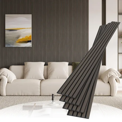 Miniatura 8 de POHARE Paquete de 2 Paneles de Pared de Listones de Madera, Paneles de Madera de 95 x 8 pulgadas a Prueba de Sonido de Madera Diseñada, Paneles