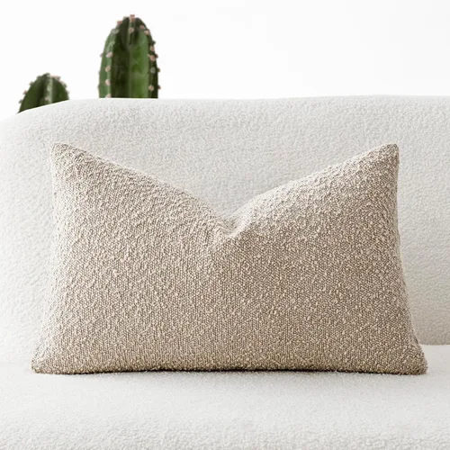 Miniatura 70 de Foindtower Fundas de almohada decorativas con textura de boucle, fundas de almohada sólidas, neutrales, suaves y acogedoras para silla, sofá