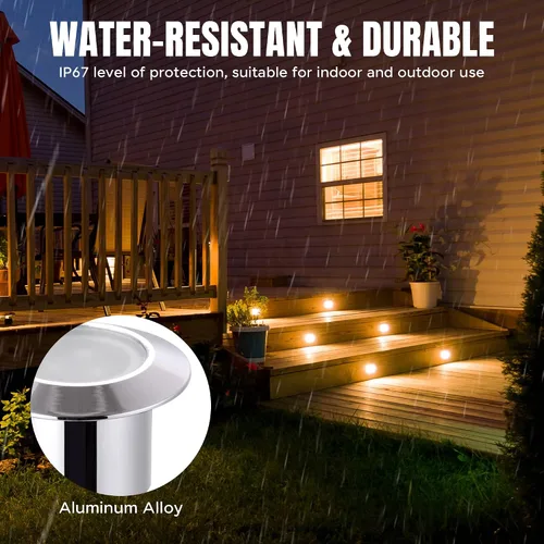 Miniatura 4 de Yescom Paquete de 5 luces LED de aluminio para terraza, iluminación de paisaje de bajo voltaje de 12 V, blanco cálido de 3000 K, IP67, impermeable