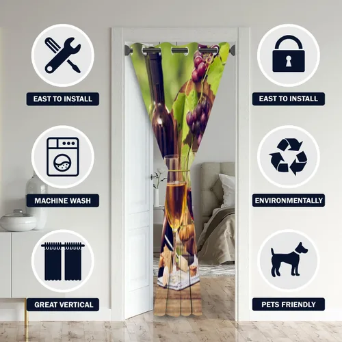 Miniatura 3 de Cortinas opacas románticas rústicas para puerta de vino de uva de granja para puertas de entrada, cortina opaca romántica para armario de dormitorio