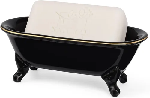 Miniatura 13 de Bañera decorativa en miniatura con patas de garra de cerámica de 6.5", jabonera para jabón en barra, soporte para esponja de cocina y bandeja
