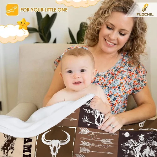 Miniatura 6 de FLOCHIL Manta de bebé personalizada para niños, manta de bebé personalizada con nombre, manta de bebé occidental personalizada, regalo para baby