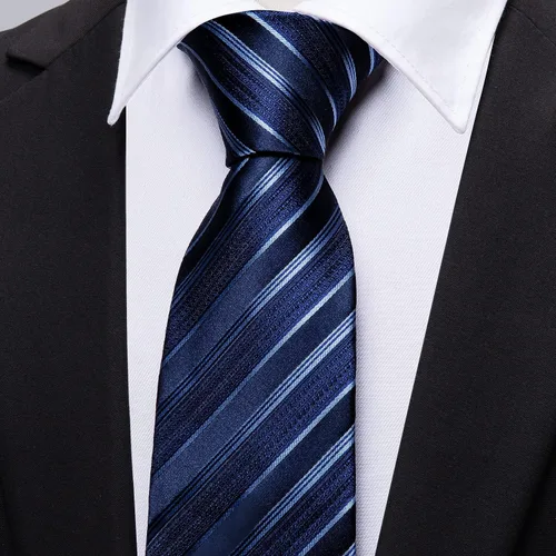 Miniatura 75 de Barry.Wang Juego de corbatas para hombre, corbata de seda a rayas, tejido a cuadros, gemelos formales, negocios, boda