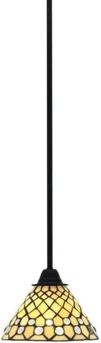 Miniatura 210 de Toltec Lighting Paramount - Mini colgante de 1 luz en acabado negro mate con cristal de arte perla de 7 pulgadas y estilo negro