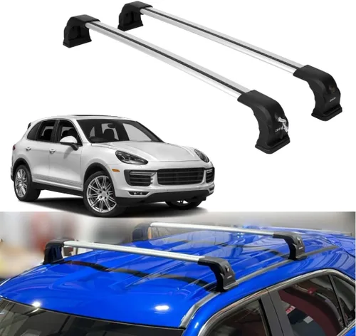 Miniatura 12 de ERKUL Barras transversales para portaequipajes para Porsche Cayenne 2003-2010 Barras transversales de aluminio con bloqueo antirrobo para el techo