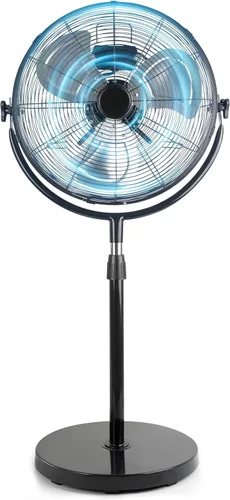 Ventilador de pedestal de alta velocidad de 18 pulgadas, ventilador de pie industrial resistente con 3 velocidades y altura ajustable (47.1 a 55.1