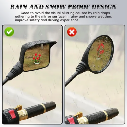 Miniatura 3 de SHEJISI Espejos de Motocicleta, Espejos para ATV (Paquete de 2) con Resistencia al Impacto, Antirreflejos con Protección contra la Lluvia