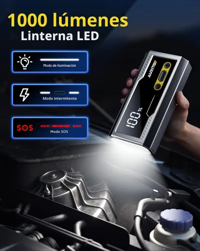 Miniatura 6 de AUXITO Arrancador de 6000A, arrancador de batería de coche de 12V, hasta todos los motores de gasolina y diésel de 12L con pantalla LED, caja