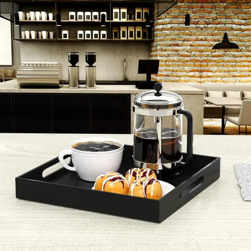 Miniatura 5 de NIUBEE Bandeja acrílica para servir de 12 x 12 pulgadas -a prueba de derrames- bandeja organizadora decorativa para mesa de café otomana y encimera