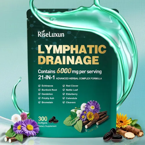 Suplementos de drenaje linfático liposomal 21 en 1, cápsulas blandas, suministro para 100 días, soporte del sistema linfático de 6000 mg para 1