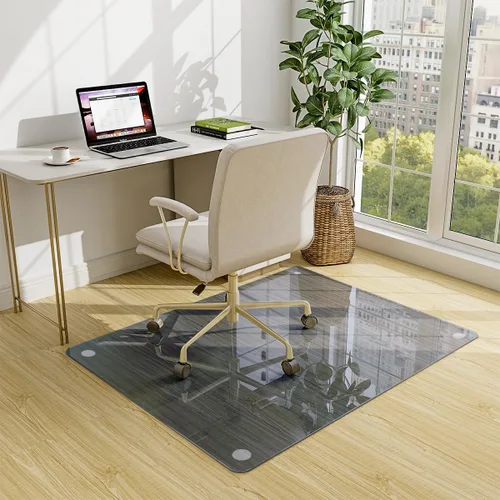 Miniatura 2 de Easly Tapete para silla de 46" x 55" para alfombra - Tapete para silla de oficina - Tapete de piso de vidrio templado para hogar/oficina/alfombra