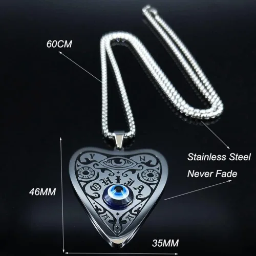 Miniatura 5 de Fashion Wicca Ouija Sun Star Moon - Collares de acero inoxidable para mujer, collar de cadena de color plateado, joyería Collier Femme N56702