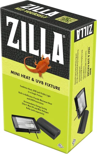 Zilla Recinto de terrario de reptiles mini lámpara de calor y UVB (la bombilla se vende por separado), blanco, 1 unidad (paquete de 1)